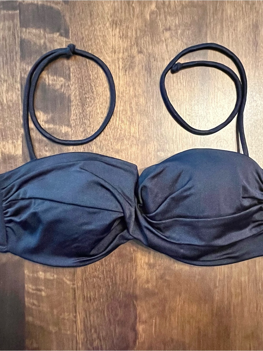VS Black Twist Front Padded Bandeau Bikini Top, 34B